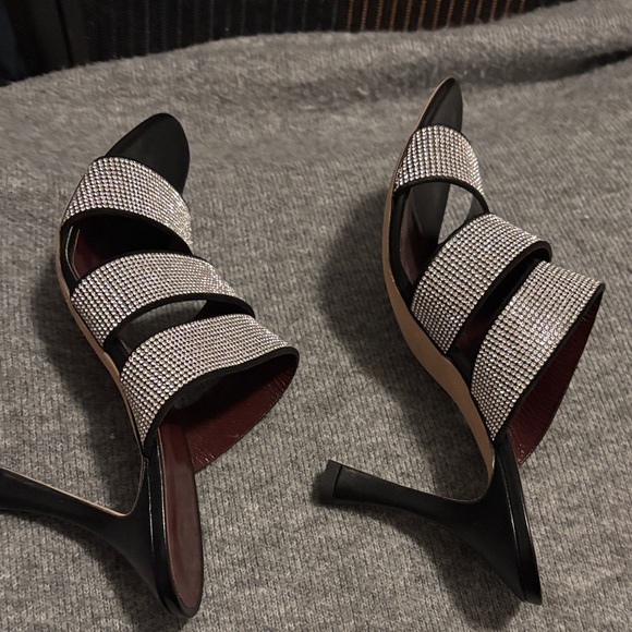 STAUD Black Mules with Glittering Silver Straps - Picture 5 of 5